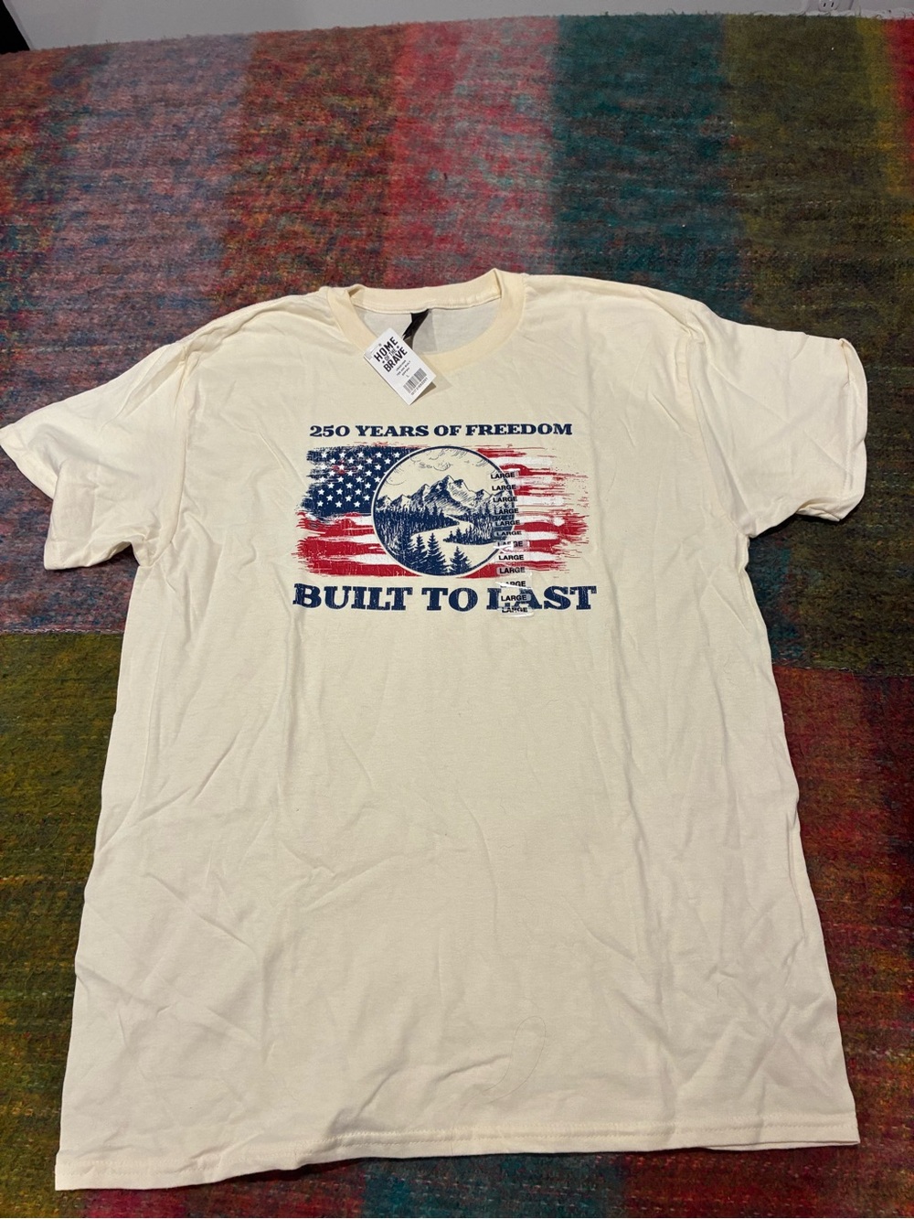 Built to Last 250 Years of Freedom Graphic T-Shirt - Cream